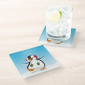 キュートおもしろいウィンターペンギン ガラスコースター (アングル)