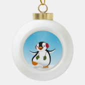 キュートおもしろいウィンターペンギン セラミックボールオーナメント (正面)