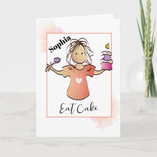 キュートおもしろいウーマンユーモアのあるサッシー誕生日 カード (正面)