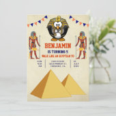 キュートおもしろいエジプトペンギン子供の誕生日パーティー 招待状 (スタンド正面)