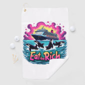 キュートおもしろいオルカ食べホエールザ・リッチ ゴルフタオル (インサイチュ)