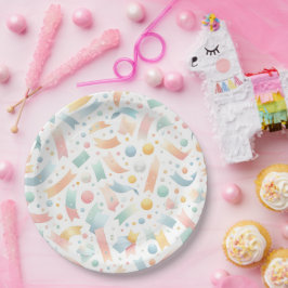 キュートおもしろいキッズ紙吹雪カラフルパステル誕生日 ペーパープレート