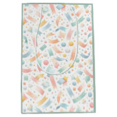 キュートおもしろいキッズ紙吹雪カラフルパステル誕生日 ミディアムペーパーバッグ (正面)