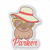 キュートおもしろいキャピバラモダンモノグラム シール (正面)