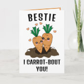 キュートおもしろいキャロットプ最高のンフレンドハッピーバースデー サンキューカード (正面)