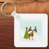 キュートおもしろいクお洒落リスマスホリデームース キーホルダー (正面)