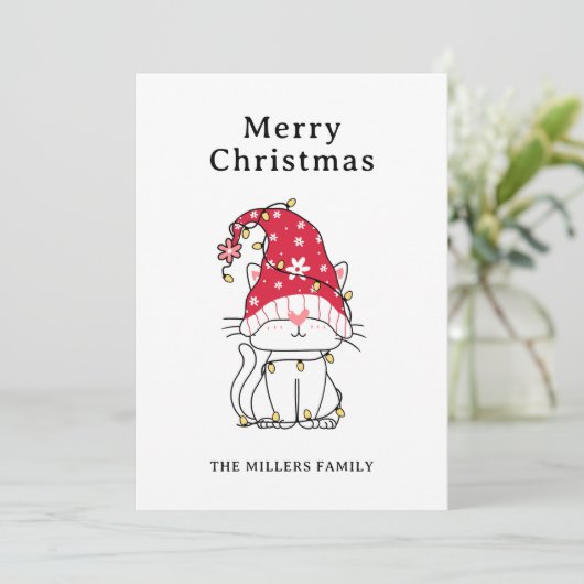 キュートおもしろいクリスマスキャットホリデーカード シーズンカード (スタンド正面)