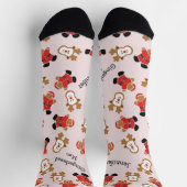 キュートおもしろいクリスマスサンタルドルフパーソナライズされた ソックス (上部)