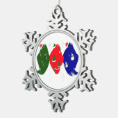 キュートおもしろいクリスマスツリーホリデーハリブントリオ スノーフレークピューターオーナメント (右)