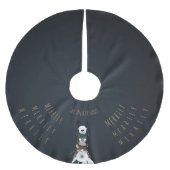 キュートおもしろいクリスマスドンキーラマ&ヒツジ |青 ブラッシュドポリエステルツリースカート (正面)