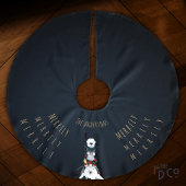 キュートおもしろいクリスマスドンキーラマ&ヒツジ |青 ブラッシュドポリエステルツリースカート