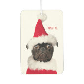 キュートおもしろいクリスマスブラックパグパピーサンタ カーエアーフレッシュナー (正面)
