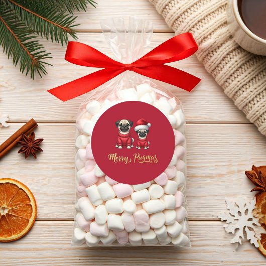 キュートおもしろいクリスマスホリデーメリープグマス ラウンドシール