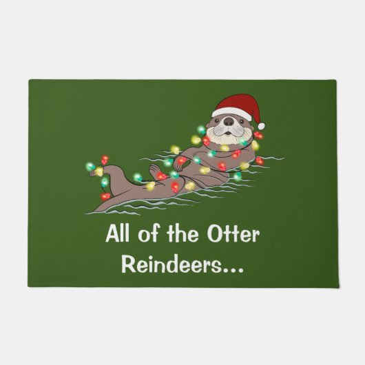 キュートおもしろいクリスマスライトトトトトートナカイ ドアマット (正面)