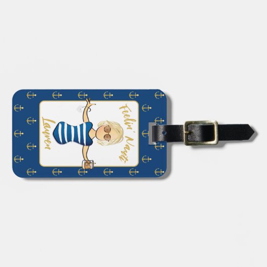 キュートおもしろいクルーズ航海の休暇 ラゲッジタグ (正面横)