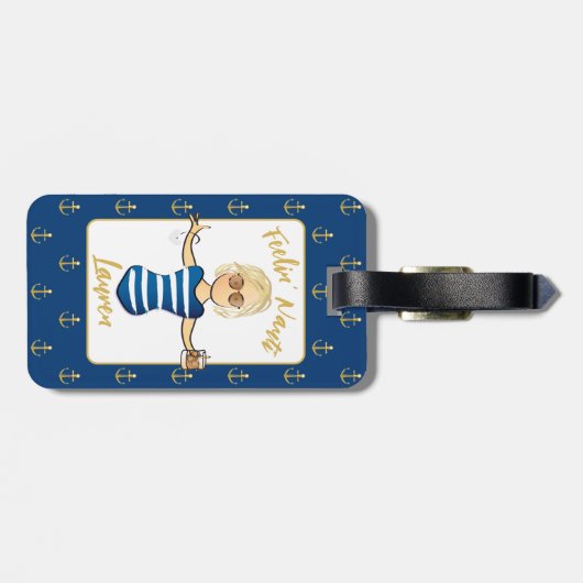 キュートおもしろいクルーズ航海の休暇 ラゲッジタグ (裏面横)