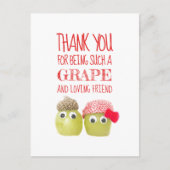 キュートおもしろいグレープフレンドバレンタインデーはがき ポストカード (正面)