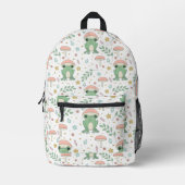 キュートおもしろいコテージコアエステティックフロッグマッシュルーム プリントバックパック (正面)