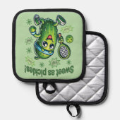 キュートおもしろいスウィートasピクルズボール 鍋敷き (正面/裏面)