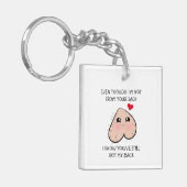 キュートおもしろいステップパパ父の日 キーホルダー (正面左)