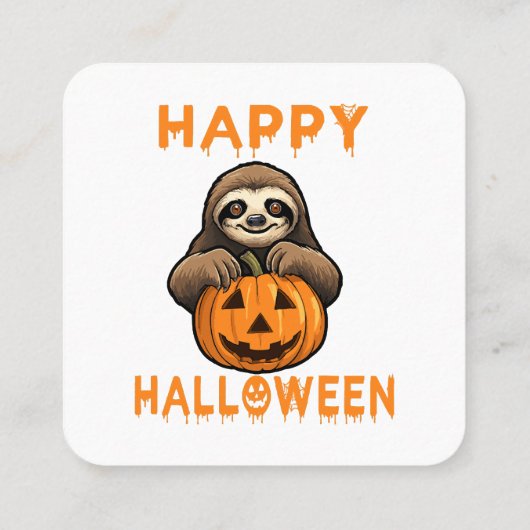 キュートおもしろいスロッスホールディングカボチャ スクエア名刺 (裏面)