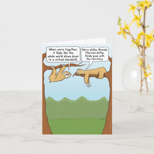 キュートおもしろいス結婚した・ナマズ カード (黄色い花)