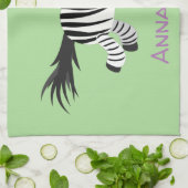 キュートおもしろいゼブラランニングイラストレーション キッチンタオル (折り畳み)