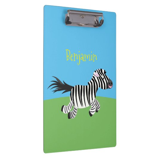 キュートおもしろいゼブラランニングイラストレーション クリップボード (右)