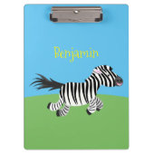 キュートおもしろいゼブラランニングイラストレーション クリップボード (正面)