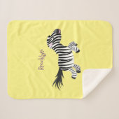 キュートおもしろいゼブラランニングイラストレーション シェルパブランケット (正面(横))