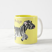 キュートおもしろいゼブラランニングイラストレーション ツートーンマグカップ (正面右)