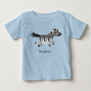 キュートおもしろいゼブラランニングイラストレーション ベビーTシャツ
