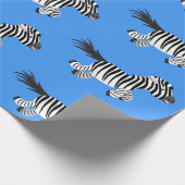 キュートおもしろいゼブラランニングイラストレーション ラッピングペーパー (角)