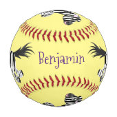 キュートおもしろいゼブラランニングイラストレーション 野球ボール (正面)