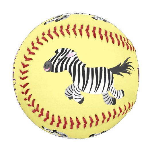 キュートおもしろいゼブラランニングイラストレーション 野球ボール (正面左)