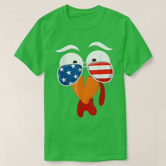 キュートおもしろいトルコ顔感謝祭アメリカ国旗 Tシャツ (デザイン正面)