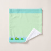 キュートおもしろいハッピーフロッグオンライムグリーンバスタオルSe バスタオルセット (ウォッシュタオル)