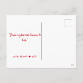 キュートおもしろいバレンタインデー犬ハートヘッドバンド シーズンポストカード (裏面)