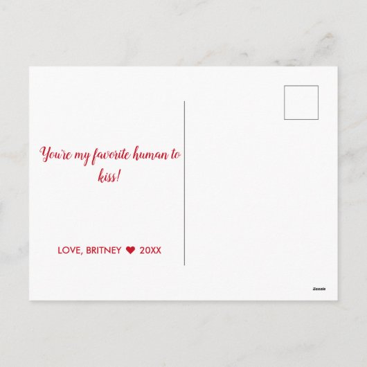 キュートおもしろいバレンタインデー犬ハートヘッドバンド シーズンポストカード (裏面)