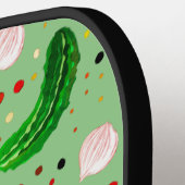 キュートおもしろいピクルスカッコいいパステルユニークグリーンパターン ピックルボールラケット (左詳細)