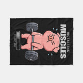 キュートおもしろいピグトレーニングジムフィットネス重量挙げD フリースブランケット (正面(横))