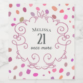 キュートおもしろいピンクオーバーザヒル誕生日 ワインラベル (シングルラベル)