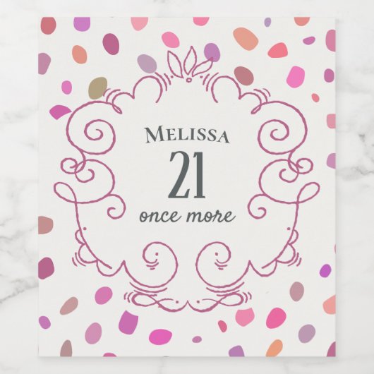 キュートおもしろいピンクオーバーザヒル誕生日 ワインラベル (シングルラベル)