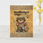 キュートおもしろいファーズデイ魚釣りベア カード (黄色い花)