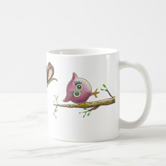 キュートおもしろいフクロウ写真 コーヒーマグカップ (右)