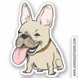 キュートおもしろいブフランスのルドッグ   Frenchie Cartoon Dog シール