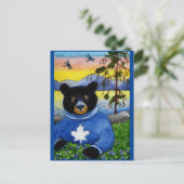 キュートおもしろいブラックベアーロンキンパークはがき ポストカード (スタンド正面)