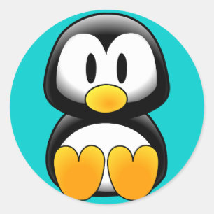 キュートおもしろいベビーペンギン ラウンドシール