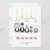 キュートおもしろいペンギンスケッチシンプルファミリークリスマス シーズンカード (正面/裏面)