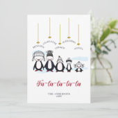 キュートおもしろいペンギンスケッチシンプルファミリークリスマス シーズンカード (スタンド正面)